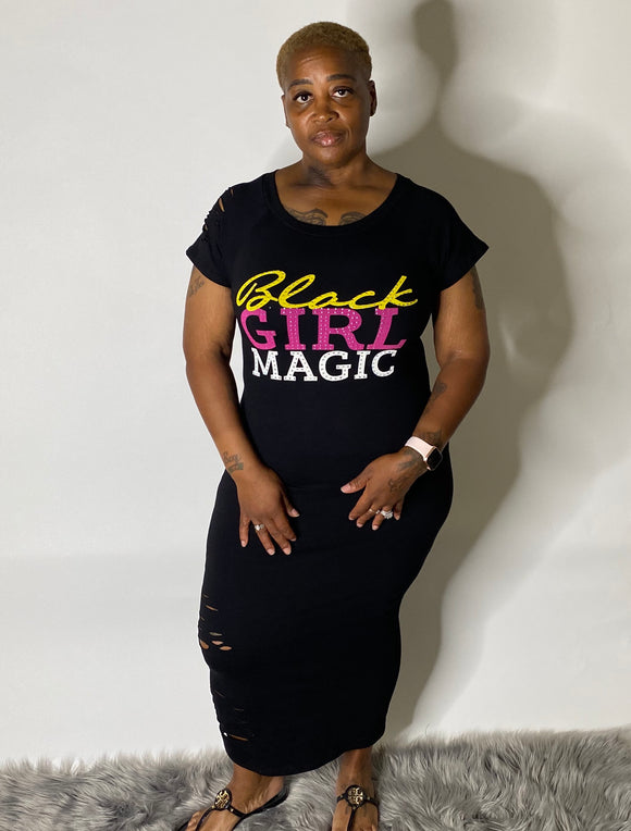 Black Girl Magic Long Fitted Dress